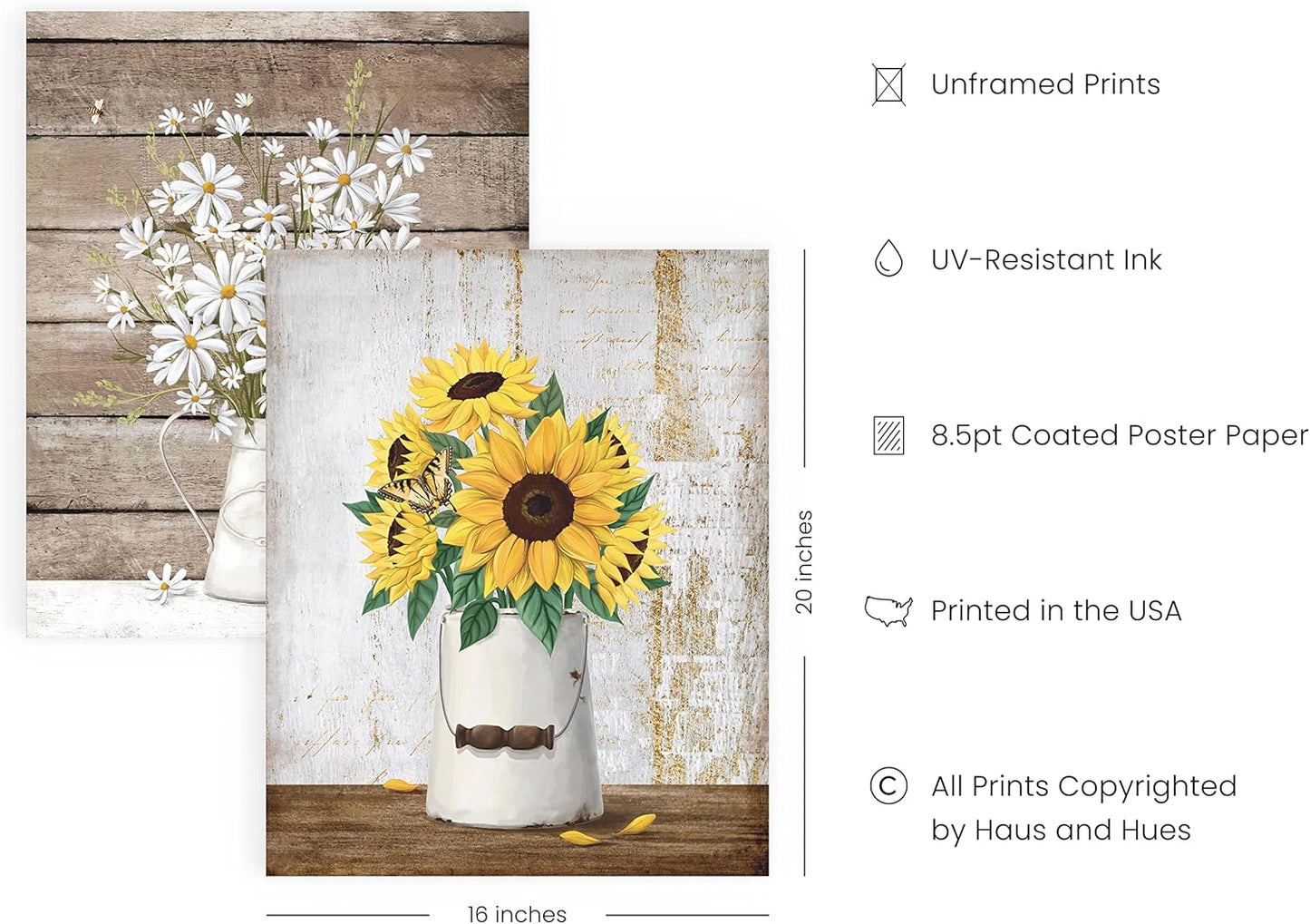 HAUS AND HUES Farmhouse Bouquets Set of 4-16x20