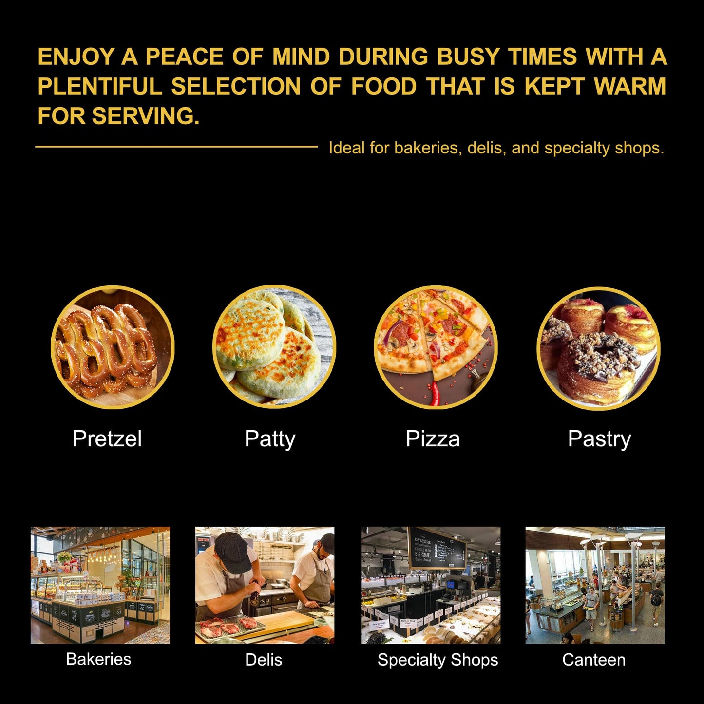 4-Shelf Electric Fan Circulated Hot Box Food Warmer for Holding 4" D Full-Size Steam Table Pans, Countertop Heated Holding Cabinet for Pizza Pretzel, Catering Warming Oven w/Water Tray, 120V, 600W