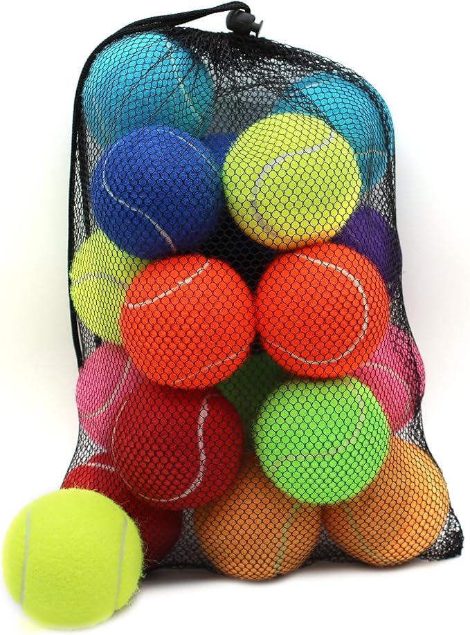 ZHUOKECE Tennis Balls, 18 Pack Training Tennis Balls Practice Balls with Mesh Bag for Easy Transport, Pet Dog Playing Ball...