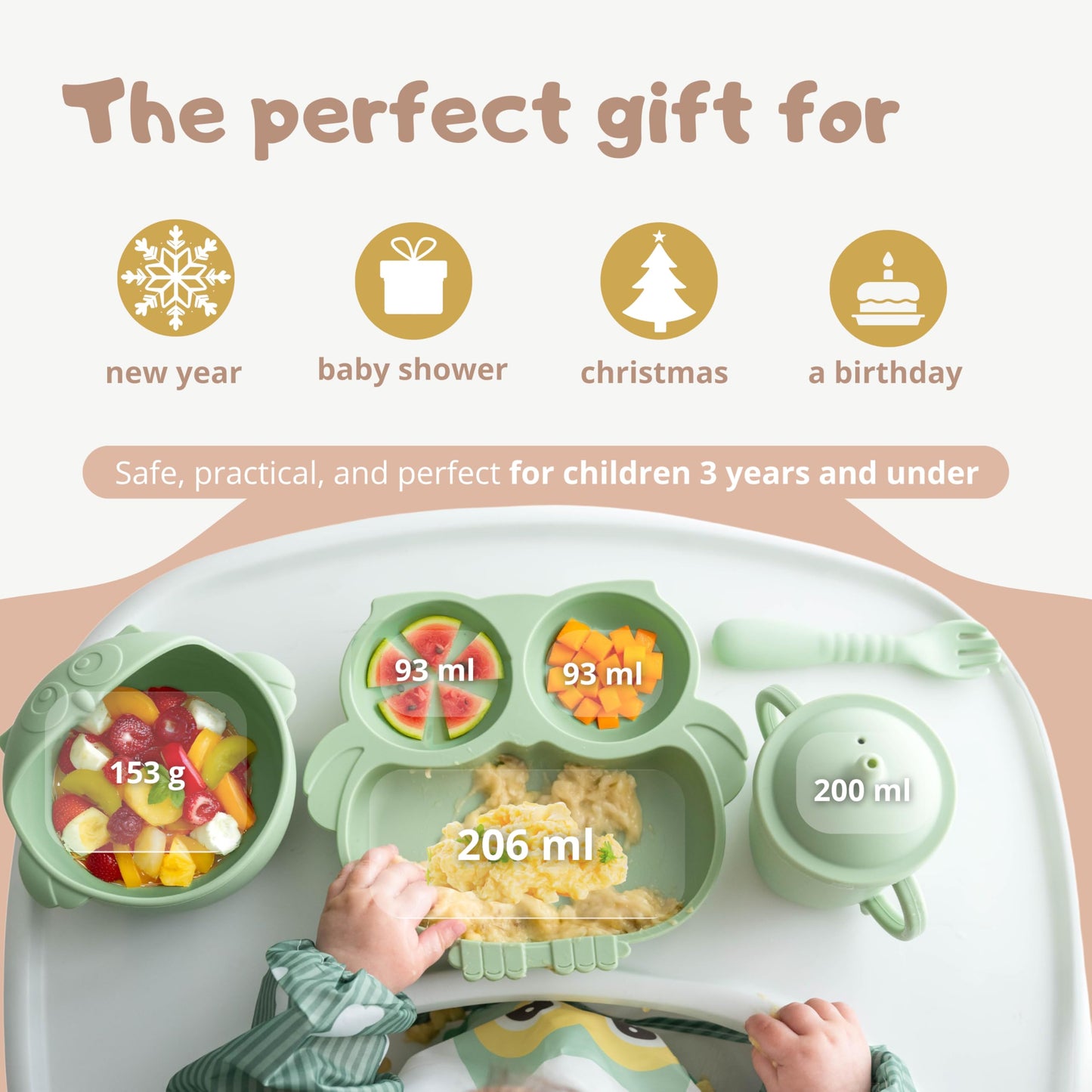 Gianni Silicone Baby Feeding Set 6-12 Months BPA-Free 10 PCS – Baby Suction Plate and Bowl set Utensils