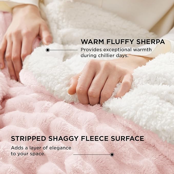 Bedsure Sherpa Blanket King Size for Bed - Super Soft, Cozy Fleece Thick Warm Blanket for Winter, GentleSoft Home Room Decor, Pink, 108x90 Inches