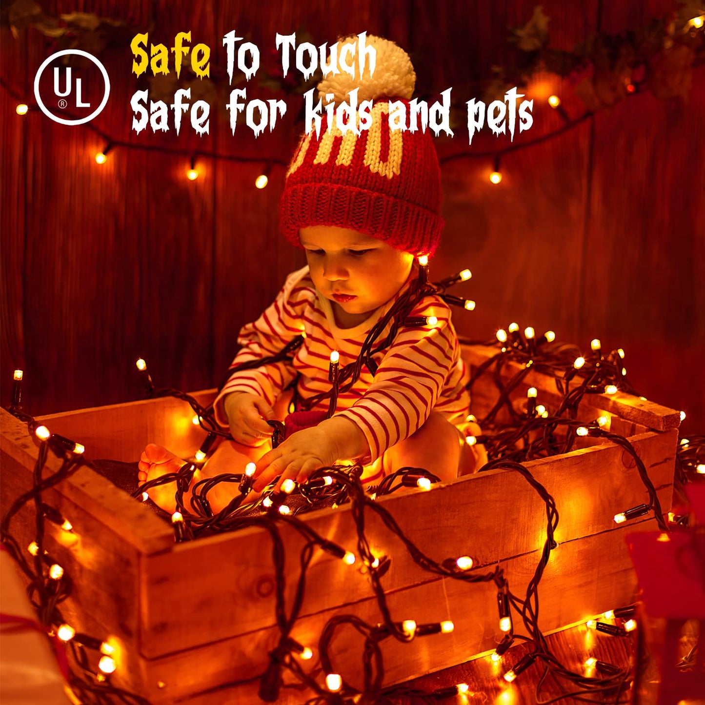 Techip Halloween Lights Orange String Lights Outdoor Indoor Waterproof 300Led Incandescent Mini String Lights 108Ft Halloween Decorations For Tree Garden Party Carnival Thanksgiving Christmas Decor