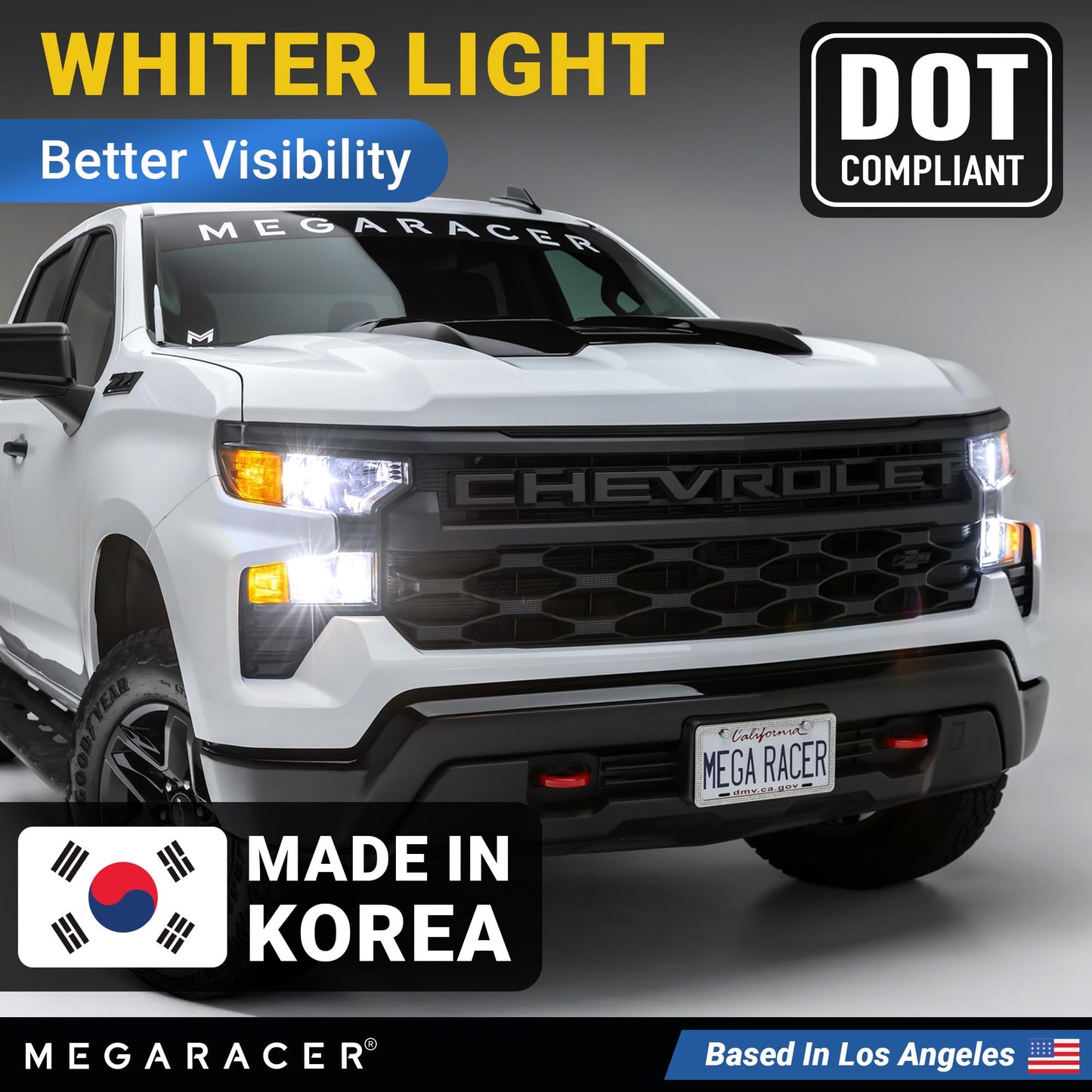 Mega Racer enhanced Halogen Headlight Bulbs Combo - 9006+9005, 12V, 55W/65W, White Light, Plug & Play, Low & High Beam (