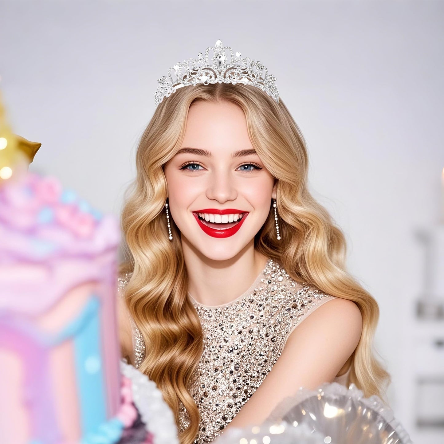 Kamirola - Silver Crystal Tiaras Crowns For Women Girls Princess Elegant Crowns with Combs Women's Headbands Bridal Wedding Prom
