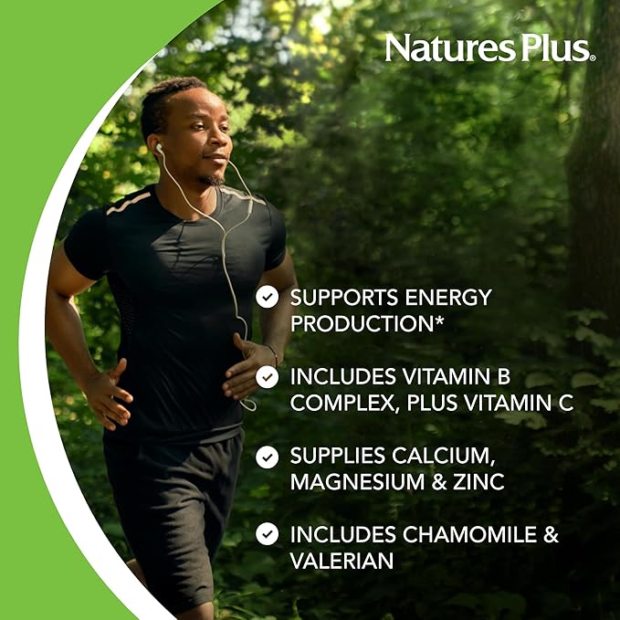 Natures Plus Mega-Complex, Sustained Release - 60 Vegetarian Tablets - B Complex, Vitamin C Supplement, Chamomile & Herbs for Natural - Gluten-Free - 60 Servings