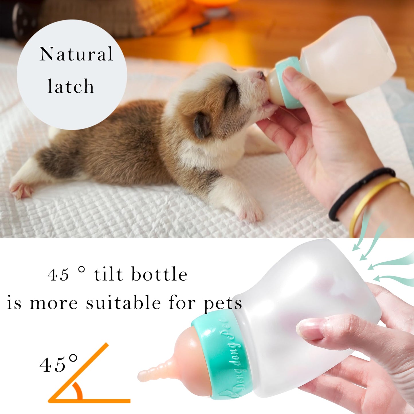 Doggiema Pet Feeder Bottle,Silicone Feeding Nipple and Syringes for All Breed of Puppies and Other Animals Dongdong pet