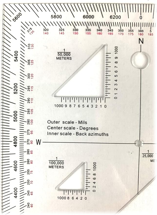 Pack of 5 Military Protractors for Land Nav