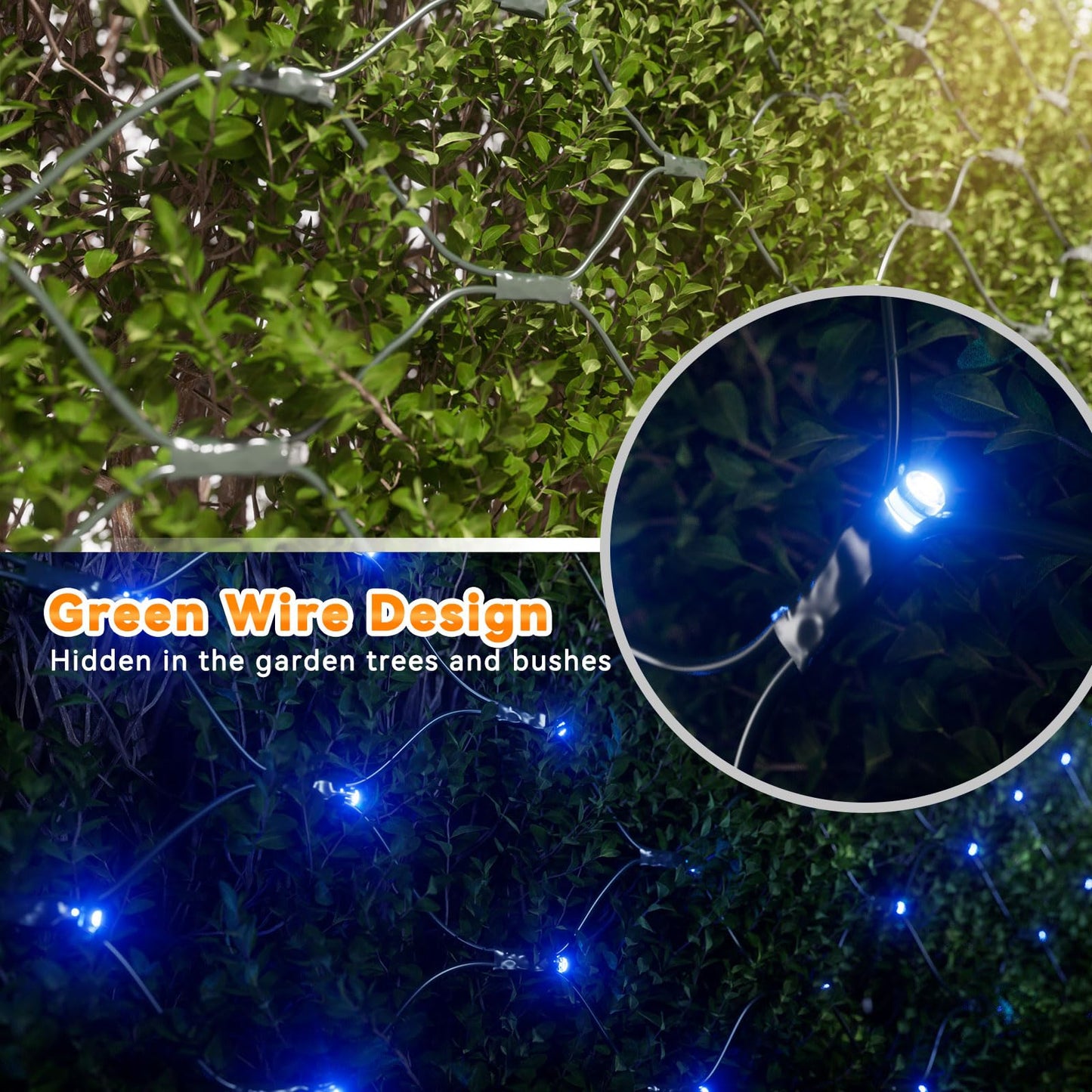 Lithome 14.8Ft X 5Ft Christmas Net Lights Outdoor Mesh Lights  300 Led Christmas Blue Net Light For Bushes Connectable  8 Modes Giant Mesh Light Waterproof Green Wire For Tree Garden Party Roof Decor