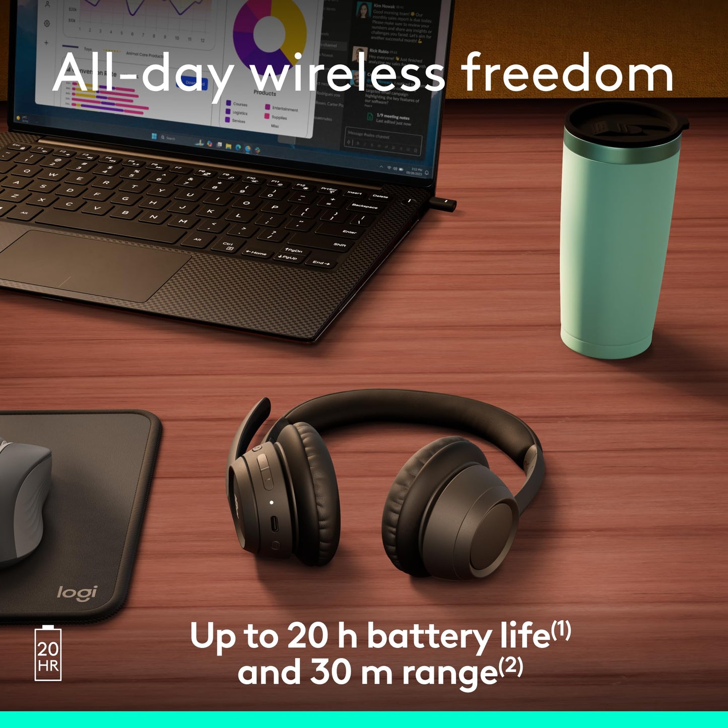 Logitech Zone 305 For Business, Wireless Bluetooth Headset With Microphone, For Google Meet, Google Voice, Zoom, Compatible With