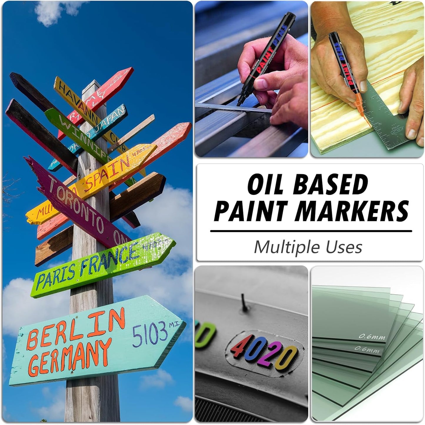 Red Paint Pens Paint Markers - 12 Pack Permanent Quick Dry Waterproof Marker Pens for Rocks Wood Fabric Plastic Canvas Glass Mugs Metal Tire Stone