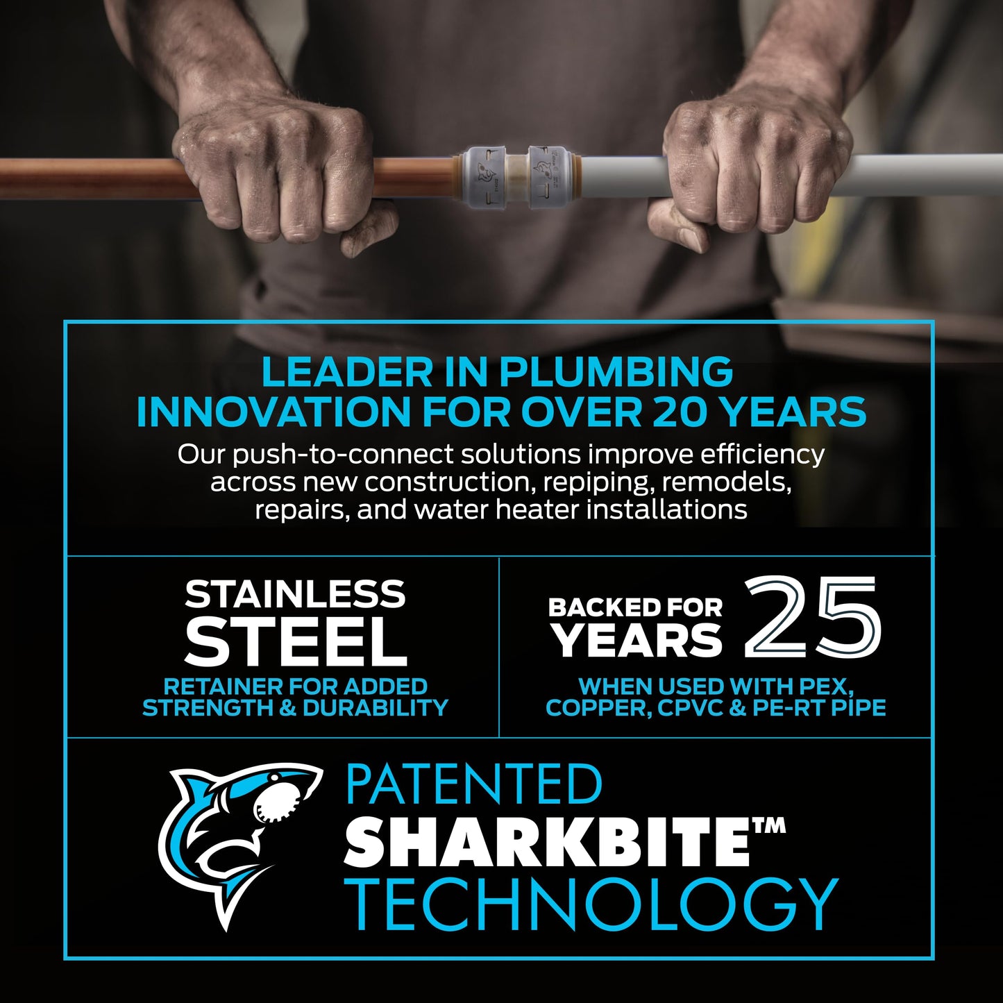 SharkBite Max 3/4 Inch MNPT Adapter, Push to Connect Brass Plumbing Fitting, PEX Pipe, Copper, CPVC, PE-RT, HDPE, UR134A
