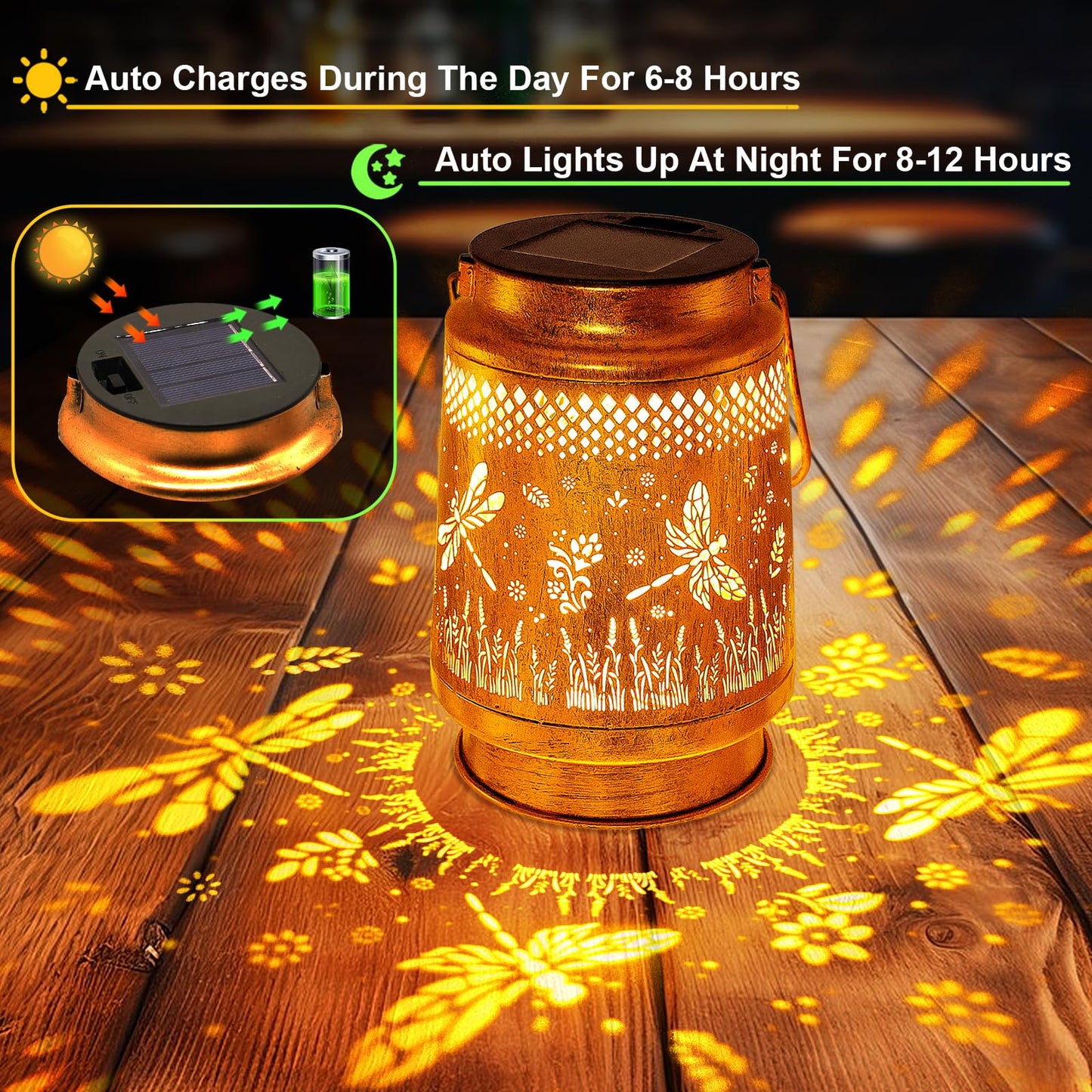 2 Pack Solar Lanterns Outdoor Waterproof Dragonfly Garden Decor  Birthday Gifts For Women Mom Grandma Christmas  Hanging Solar Lights Metal Led Decoration With Shepherd Hook Outside For Yard Patio