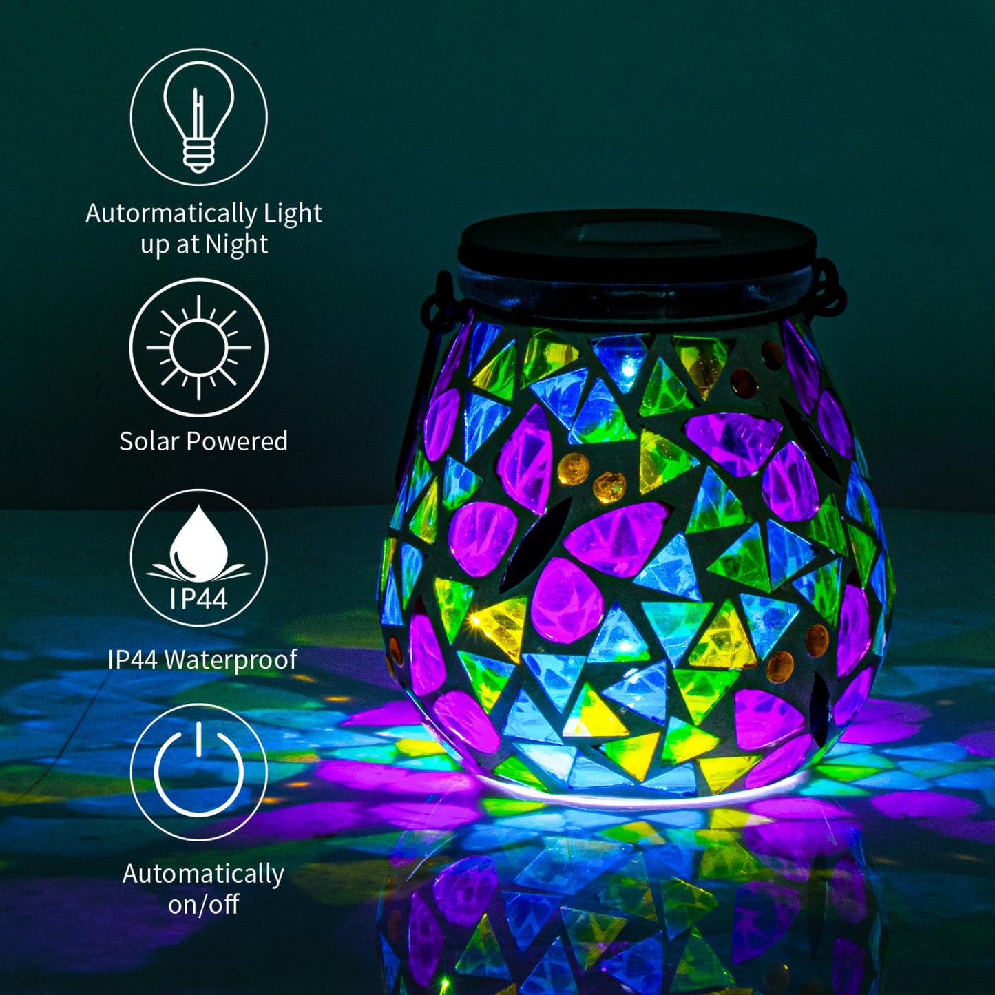 Afirst Mosaic Solar Lantern - Glass Hanging Lights, Butterfly, Waterproof, Outdoor Decoration, 1 Pack, Model US-4241720A