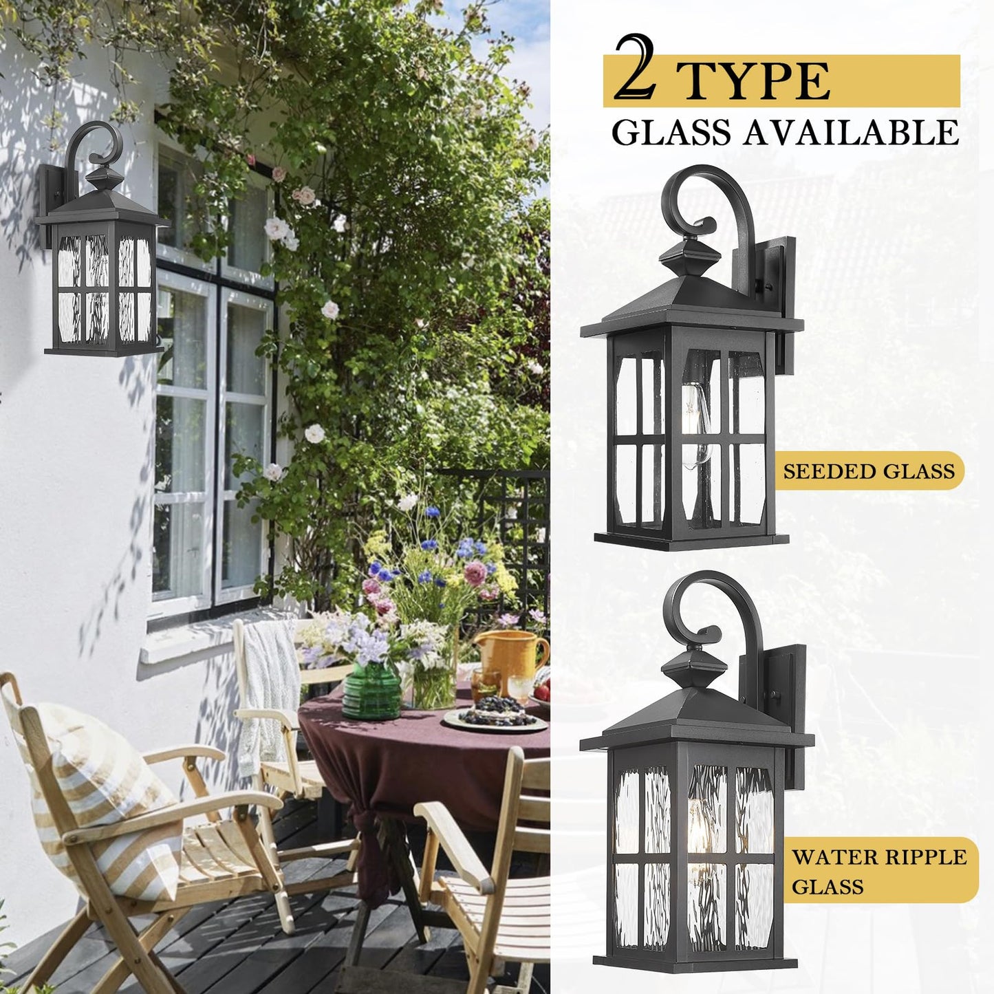 Darkaway Large Outdoor Light Fixtures Wall Mount  21Inch Outside Wall Lights Exterior Lighting Fixture With Water Ripple Glass Outdoor Wall Sconce For House Porch Hallway Garage Front Door
