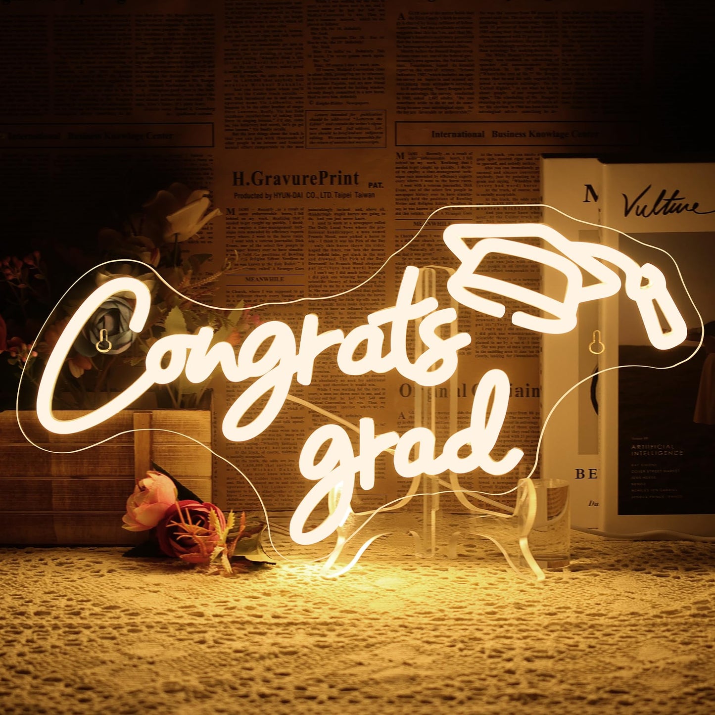 Nosun Congrats Grad Neon Sign Grad Neon Signs For Wall Decor Warm White Led Signs For Classmates Friends Family Usb Neon Word Sign For Party Club Light Up Sign Best Gift For Graduating Friend