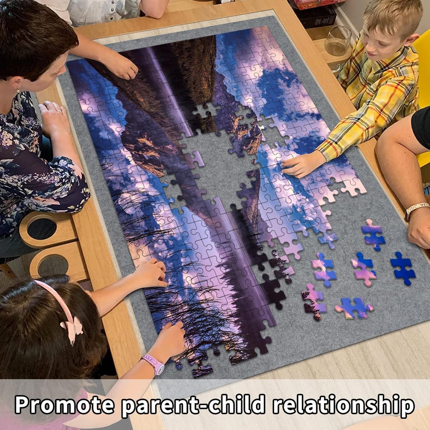 Jigsaw Puzzle Mat Roll Up - 3000 Pieces Large Gray Puzzles Saver Board for Adults, Storage and Transport Keeper Saver Accessories Table Portable Holder Organizer Board Pad Gifts (Gray)