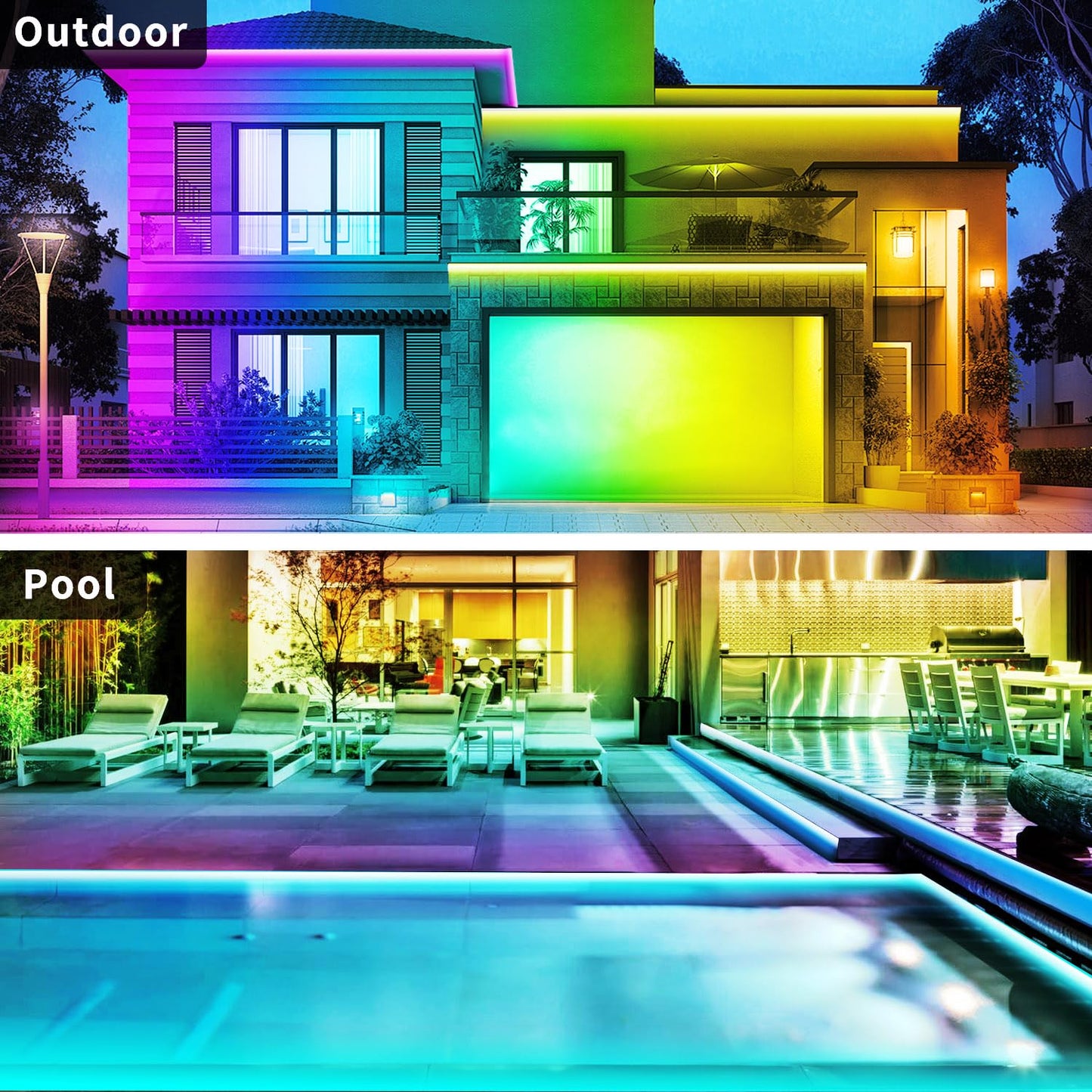 vimeepro LED Strip Lights 500ft Waterproof RGB Music Sync with App/Remote Control Model vimeepro-ledFS500FT03