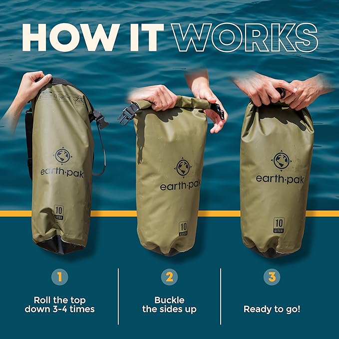 Earth Pak Waterproof Dry Bag - Roll Top Waterproof Backpack Sack Keeps Gear Dry for Kayaking & Fishing with Phone Case (Orange 10L & 20L)