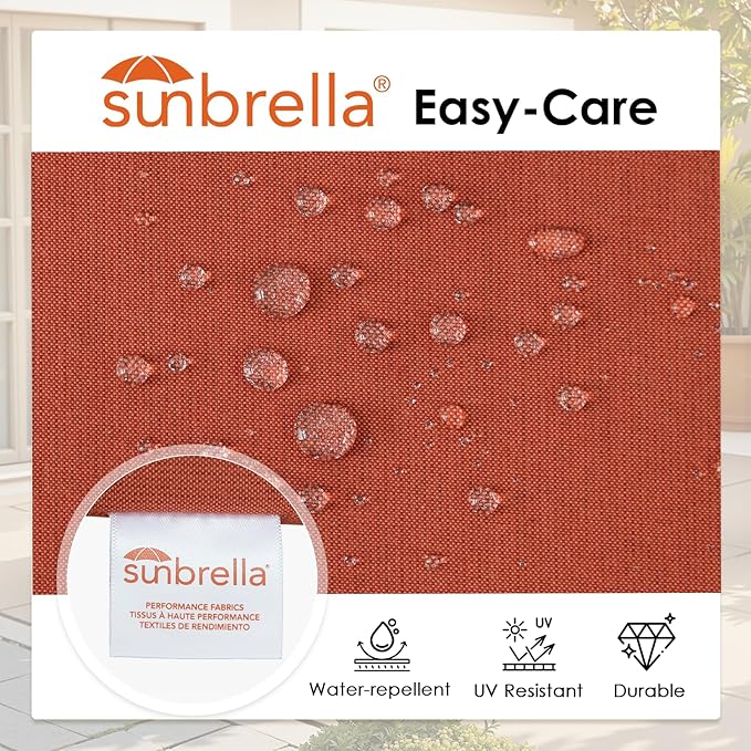 Outdoor Sunbrella Square Corner Seat Cushion, 18.5"x16"x3", Set of 4, Non Slip Seat Cushion Pads with Removable Cover for Patio Furniture, Garden Yard Lawn, Spectrum Grenadine