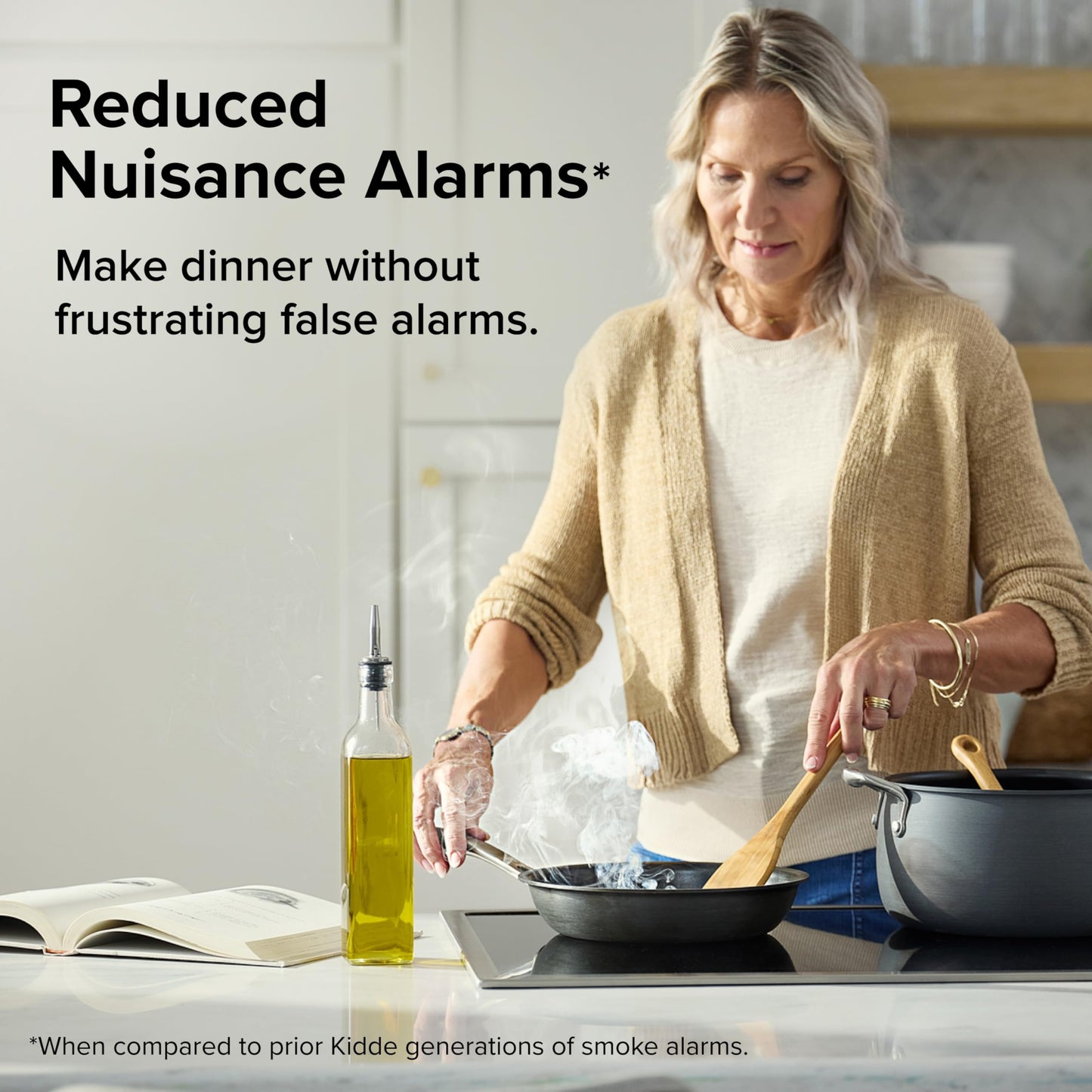 Kidde Smart Smoke and Carbon Monoxide Detector, Ring App Enabled for Real-Time Notifications, Hardwired Alarm, AA Backup Battery