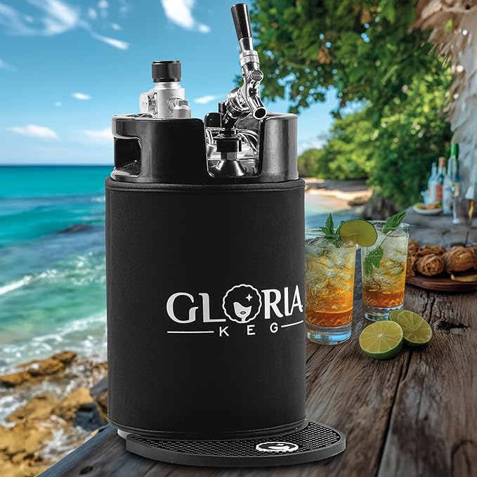 Gloria 10L (2.6 Gal) Mini Keg, Pressurized Keg for Drinks, with Tap System, Co2 Regulated, Stainless Steel