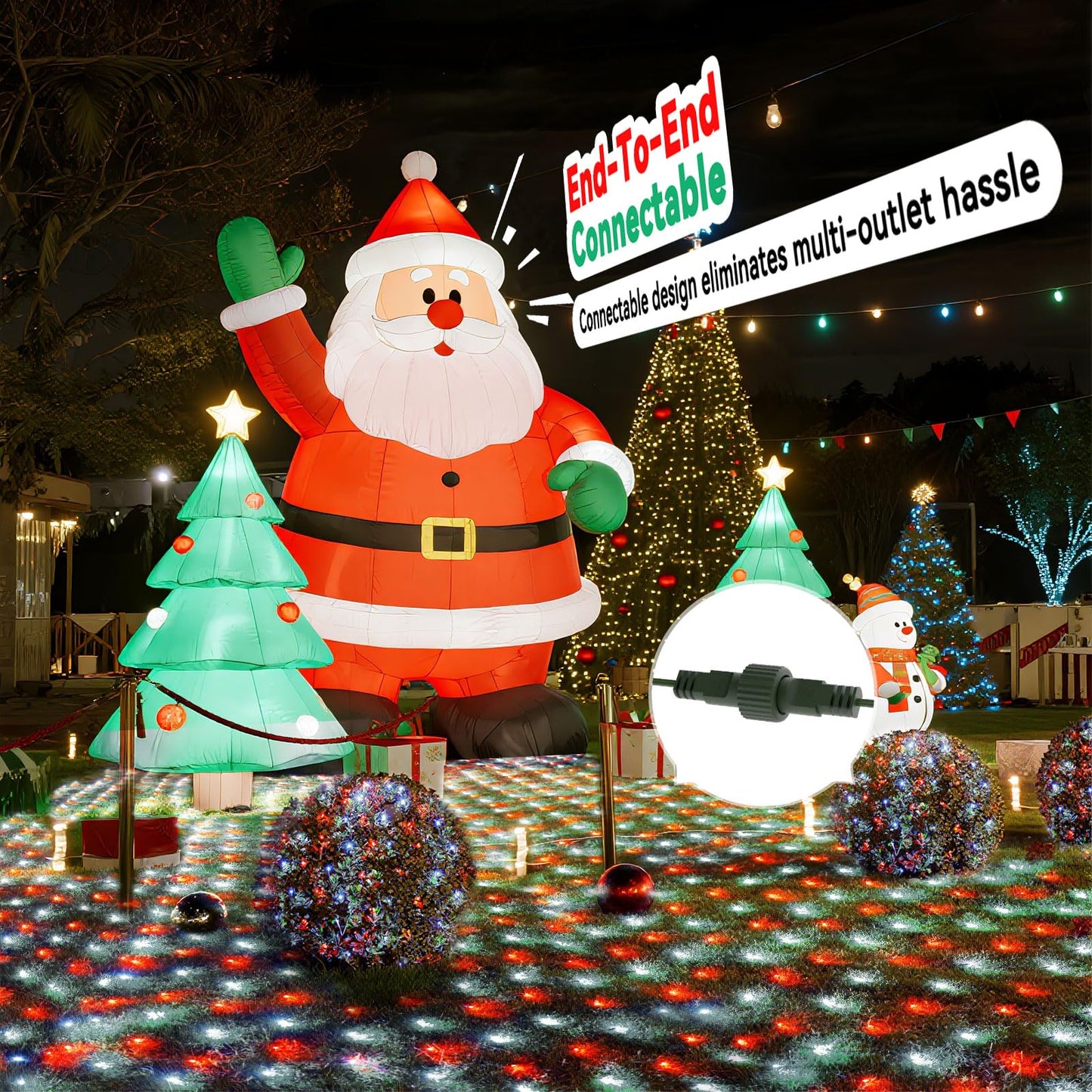 Lithome 14.8Ft X 5Ft Christmas Net Lights Outdoor  300 Led Red White Bush Lights With 8 Modes  Connectable Waterproof Net Mesh Light Dark Green Wire For Bushes Shrubs Outdoor Christmas Holiday Decor