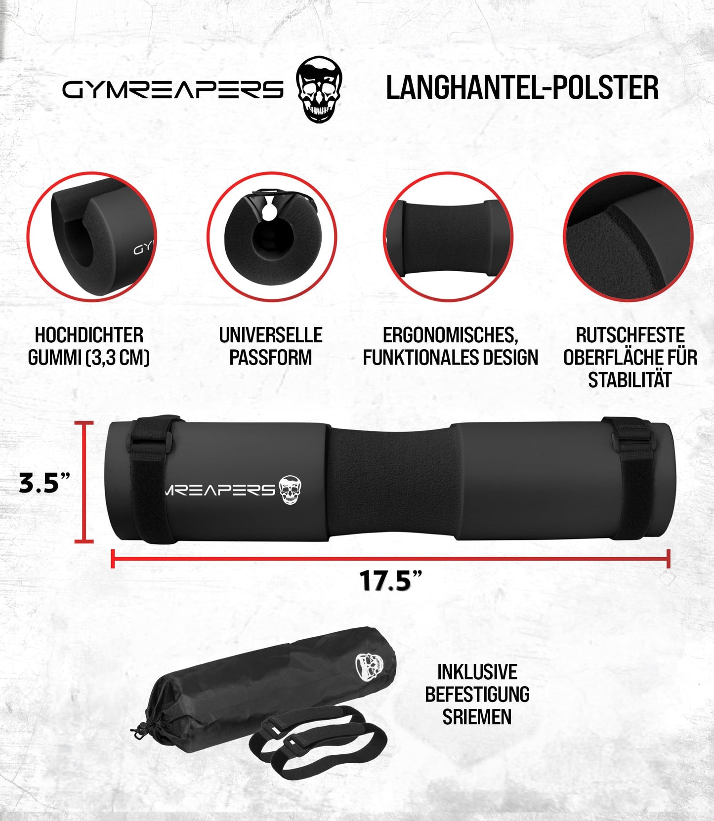 Gymreapers Barbell Squat Pad - Protective Bridge Pad For Hip Thrust, Squats, Lunges - Hip Support, Neck Protection For Bar (Black)