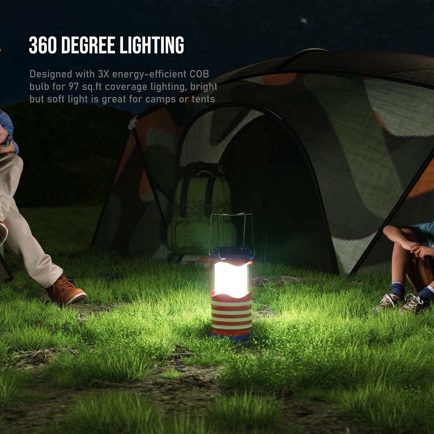 Lichamp LED Camping Lantern, 4 Pack, Portable, Battery Powered, Collapsible, Model B4C2, Blue/White/Red