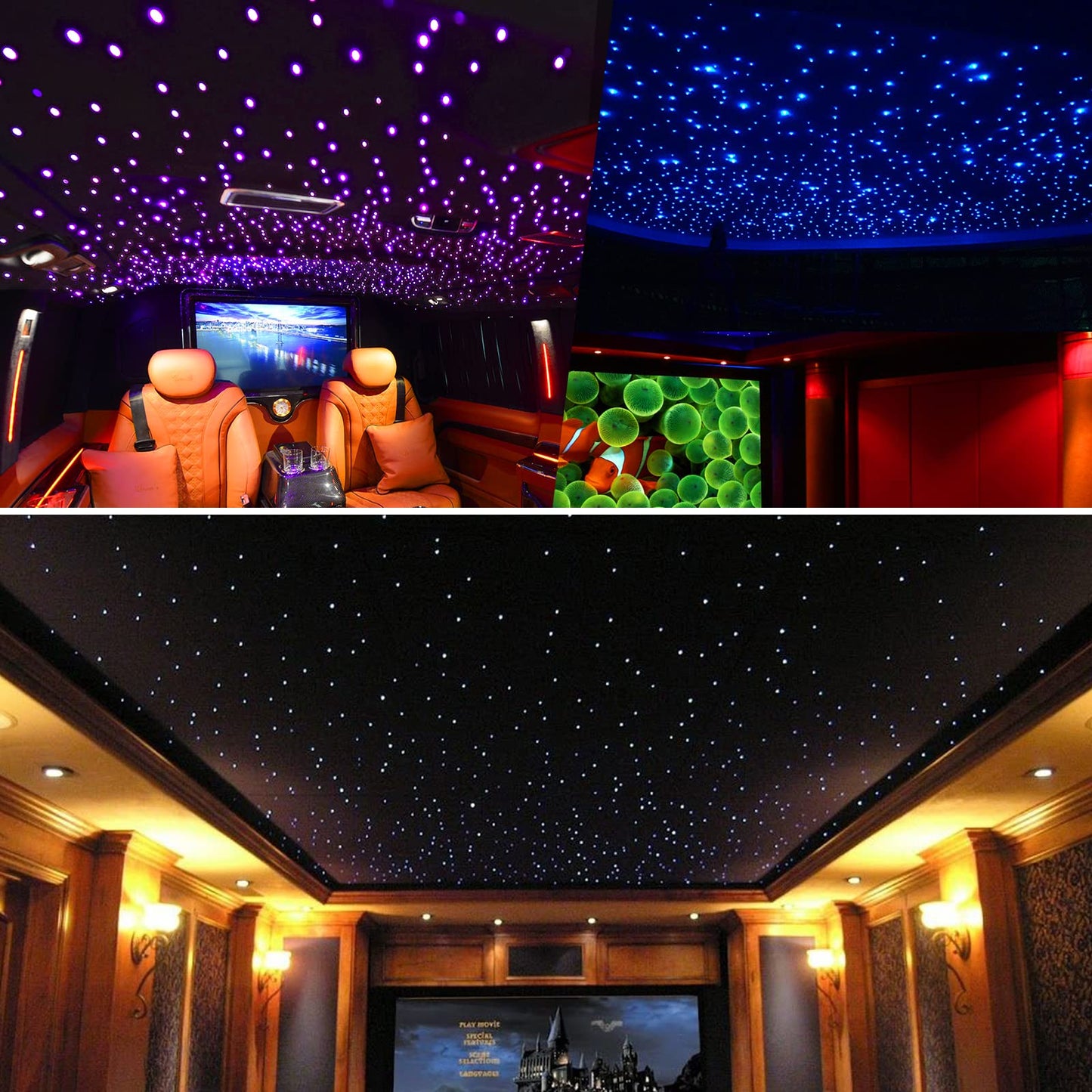 CHINLY Twinkle 400pcs 9.8ft 0.03in Starlight Headliner Fiber Optic Lights kit, Music Mode Bluetooth APP Control Remote, RGBW Star roof Lights for Star Headliner/Home Theater/Pool Ceiling