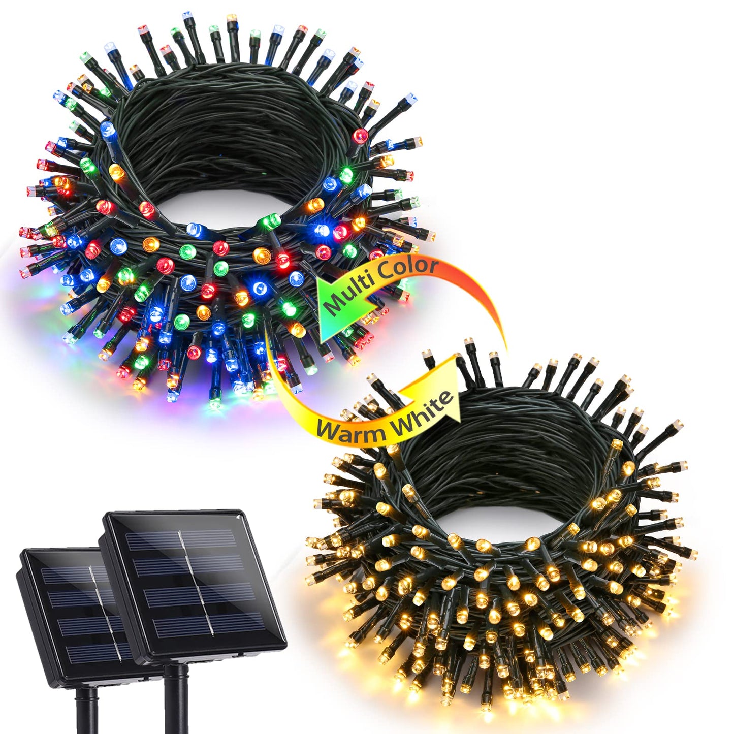 Joomer Solar String Lights, 400 LED Color Changing Fairy Lights, 144FT, Waterproof, Warm White to Multicolor, 12 Modes