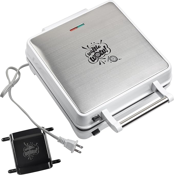 Auto Body Shop Waffle Maker- Mix & Match 20+ Custom Shaped Pieces to Build Cars Trucks or Vehicles Out of WAFFLES! Breakfast Fun for Kids Adults- Nonstick Quick Cleanup w 4 Removable Plates, Xmas Gift