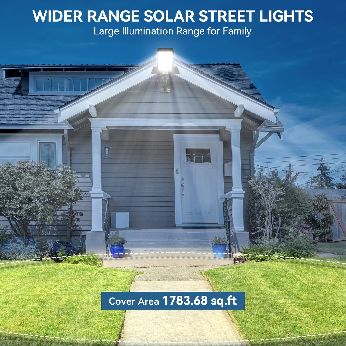 VOOJOY Solar Street Light, 7000K LED, Motion Sensor & Remote, 9000W, Black, Model TW002C