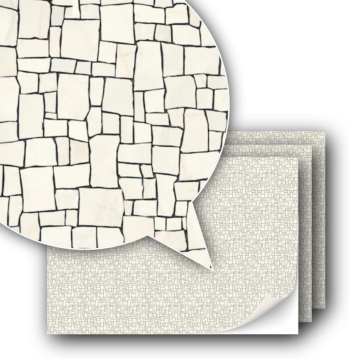 3 Sheets Self-Adhesive Decorative Film Paving Stones and Surfaces for Model Making in Scale 1:87 Scale H0 (UK: 3.5 mm Scale) (Broken Mosaik)