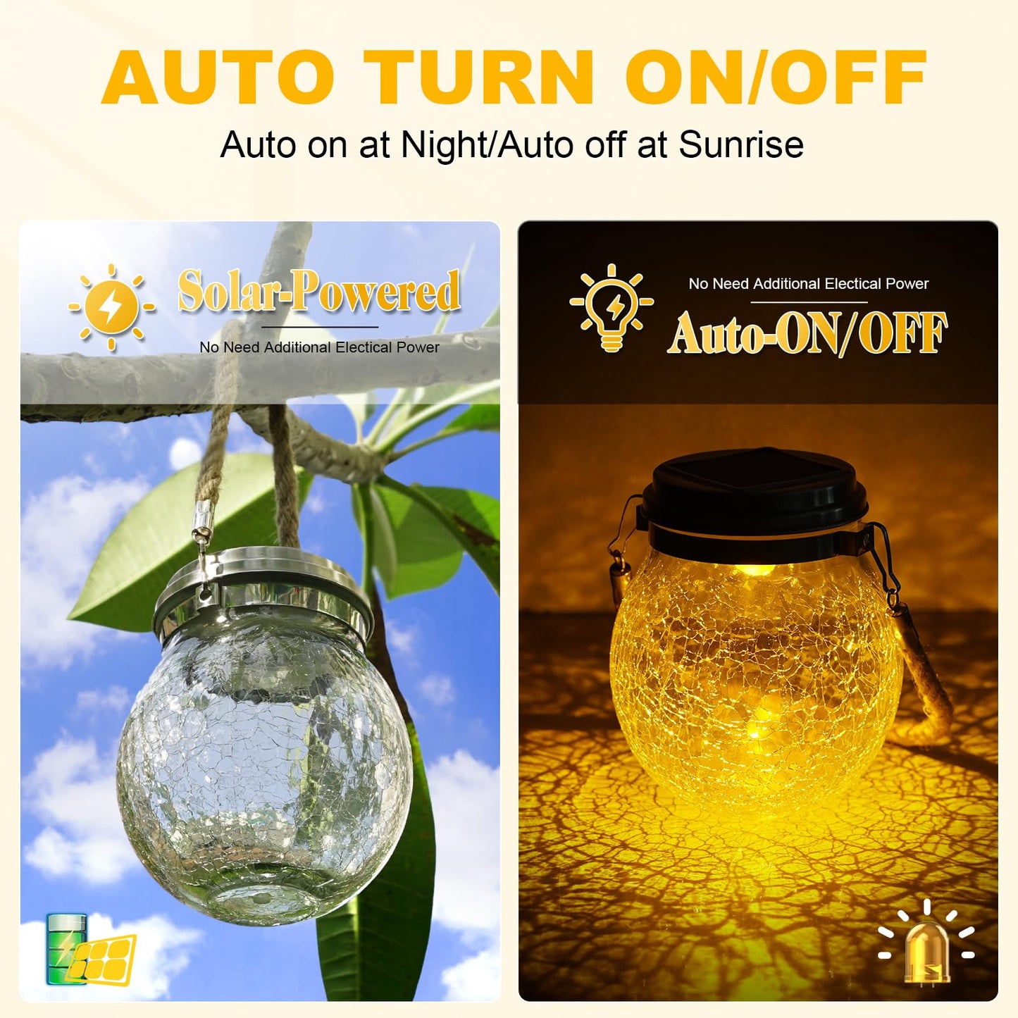 Dbf Solar Lanterns - Amber Warm 2-Pack  le Glass Ball, Waterproof Hanging Patio Lights, Stainless Steel Decor