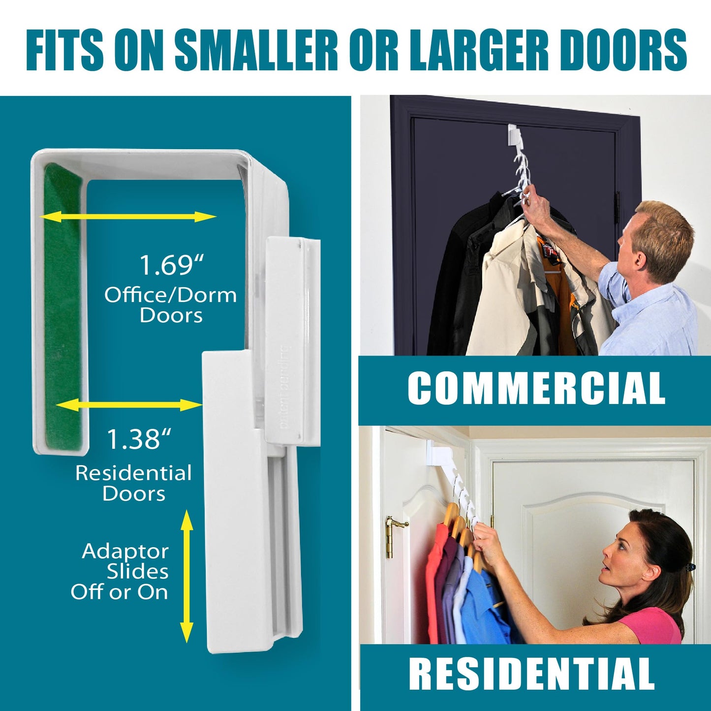Wonder Hanger Over The Door 2-Pack Organizer for Clothes Hangers, Space-Saving Cascading Hanger Hooks, White