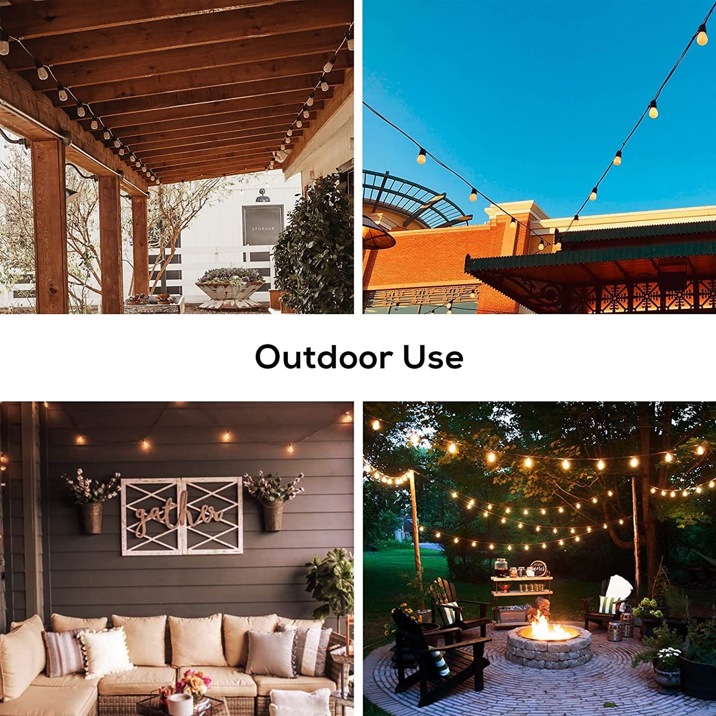 Banord Outdoor String Lights, 51FT Waterproof Black Patio Lights, 18 Shatterproof LED Bulbs, Model Chalpr