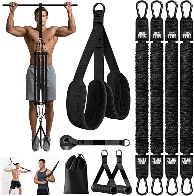Pull Up Assistance Bands 300 lbs – Heavy Duty Adjustable Pull Up Bar Resistance Bands Set with 4 Assistance Bands, Dual Fo...