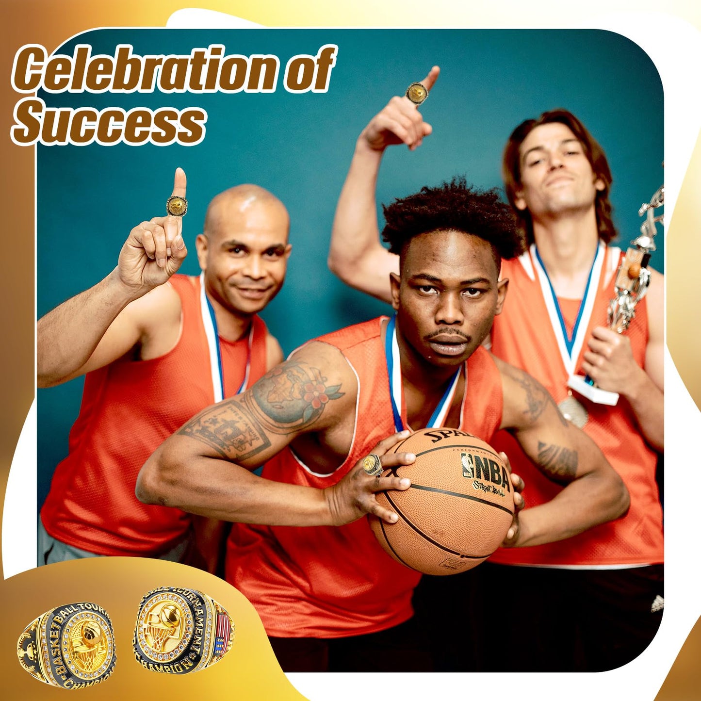 Misdary Basketball Championship Rings with Holder Most Valuable Player Greatest of All Time Gold Ring Award Gift Sports Team Pri