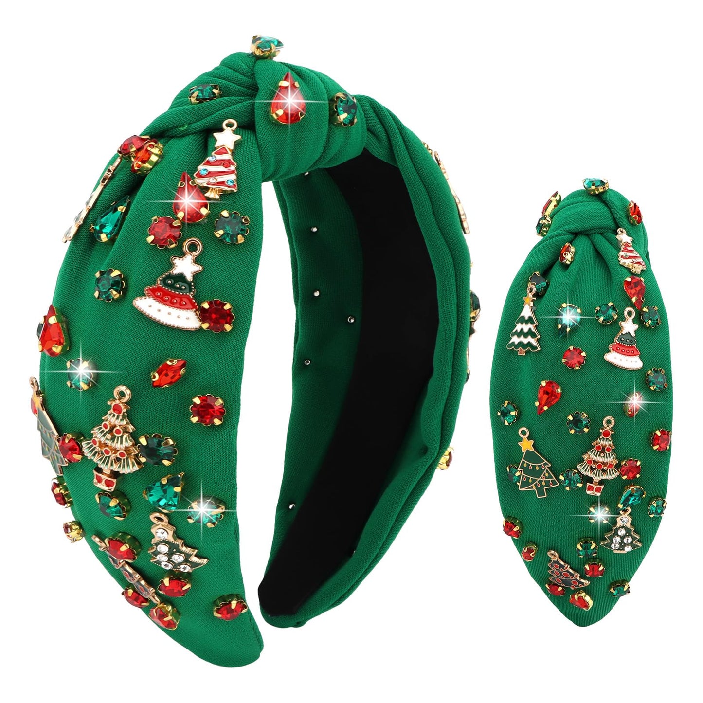 YARIEW Christmas Headbands for Women Christmas Tree Jeweled Crystal Xmas Head Band Hair Accessories Holiday Decorations (1 Count