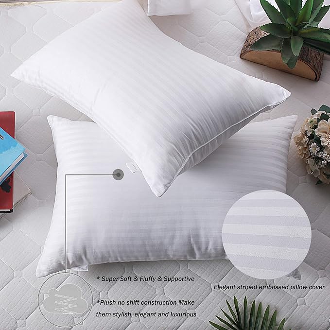 tuphen Bed Pillows for Sleeping: Standard Size Microfiber Pillows 2 Pack - Ultra Soft Breathable Down Alternative Pillows - Hotel Luxury Collection Pillows for Back Stomach or Side Sleepers