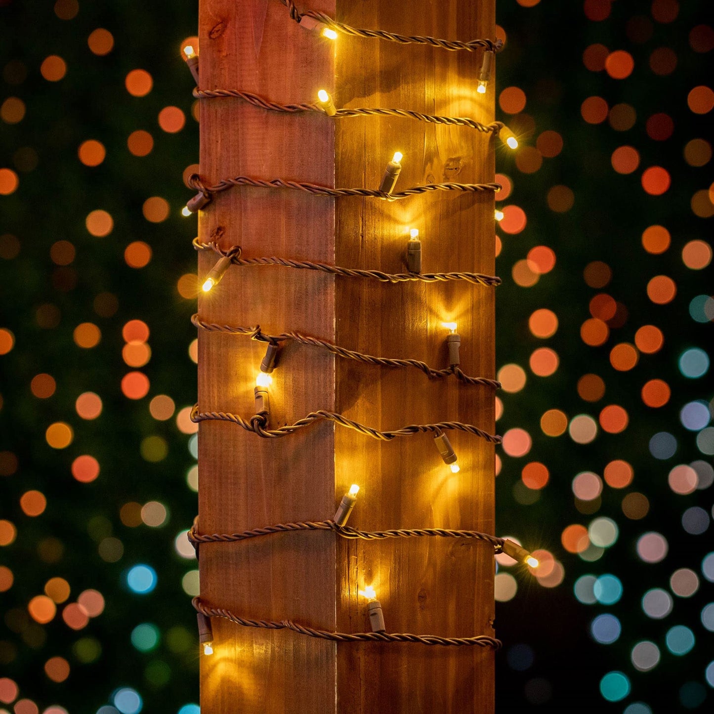 Novelty Lights 50 Light Led Mini Christmas String Lights, 25Ft, Warm White, Brown Wire, Model Mrd-25B-2, Outdoor Patio Lighting