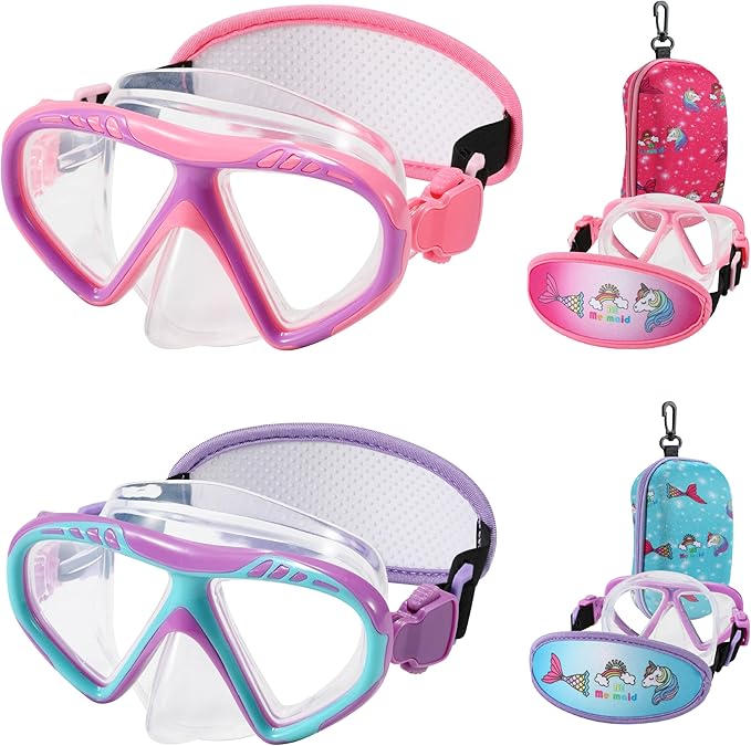 RUIGAO Toddler Swim Goggles Nose Cover,Kids Goggles No Hair Pull,Anti Fog Children Swimming Mask