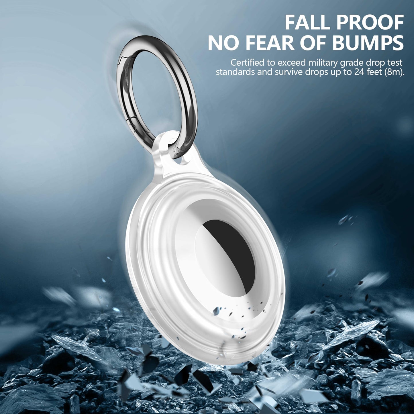 2 Pack Ipx8 Waterproof Compatible With Airtag Keychain Holder Case,Lightweight, Anti-Scratch,Easy Installation,Soft Full-Body Sh
