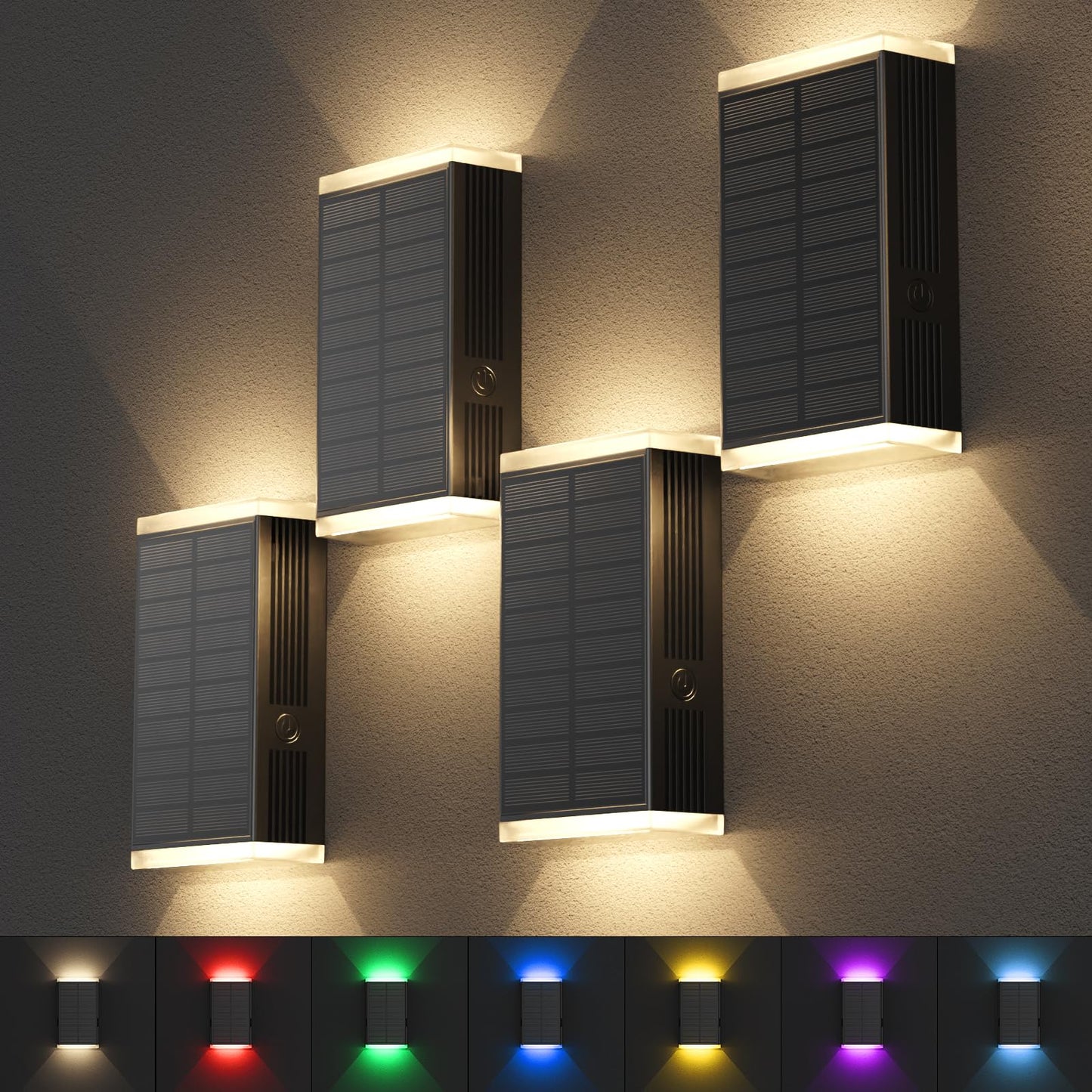 Solar Lights Outdoor 8 Lighting Modes Dusk To Dawn Lighting Wall Sconce Ip67 Waterproof Up And Down Solar Wall Light Front Door Light For House  Garage  Porch Doorway Fence Festival Decor (4 Pack)