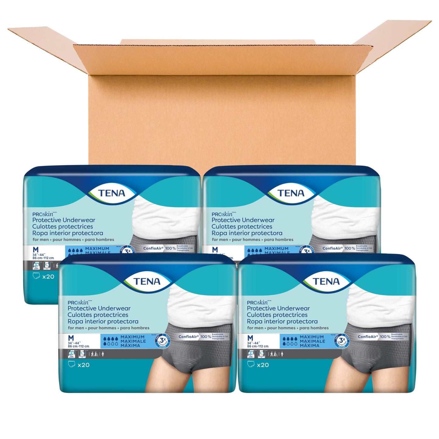 Tena ProSkin Disposable Underwear Male Pull On with Tear Away Seams Medium, 73520, Maximum, 80 Ct