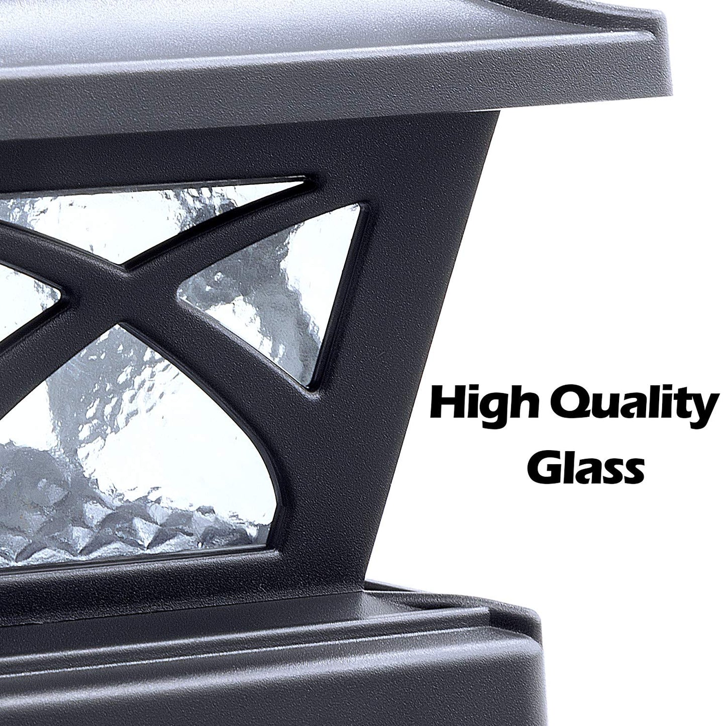 Siedinlar Solar Post Cap Lights, 8 Leds, Glass, Black, 1 Pack, Warm & Cool White, Fits 4X4, 5X5, 6X