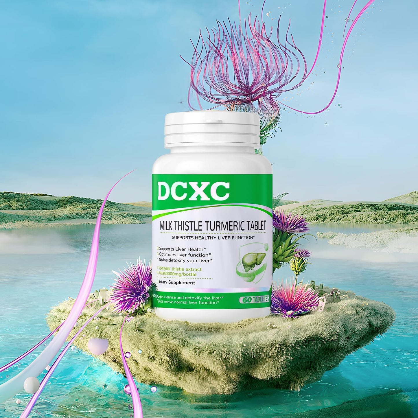 DCXC Liver Detox Supplement,30000mg Milk Thistle Turmeric Tablet,Stay up Late – Supports Liver Health – 60 Tablets