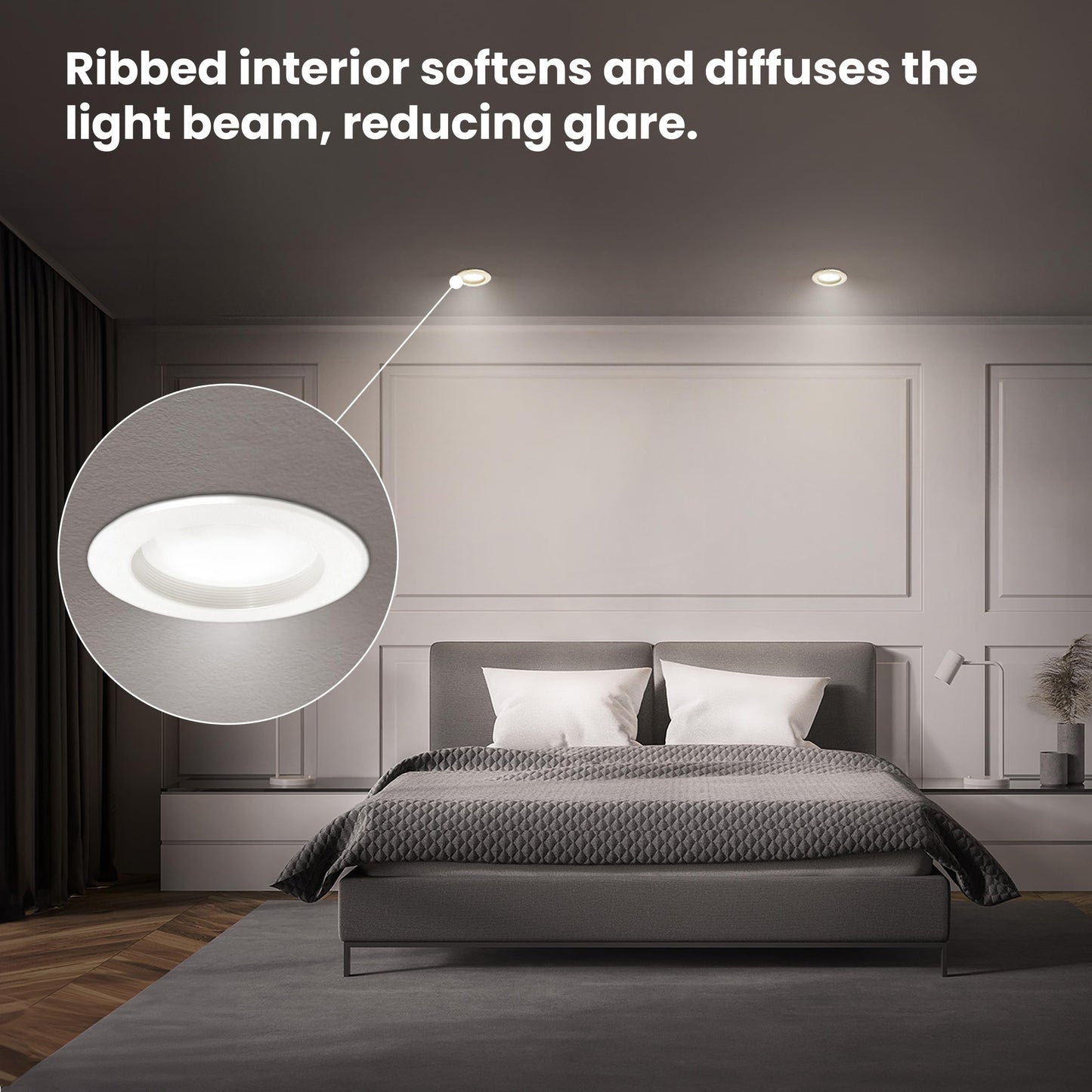 Feit Electric LED Downlight Retrofit Kit with Baffle Trim, 75W Equivalent, 5/6-Inch Dimmable Recessed Can Light, Adjustable White 2700K-5000K, 90+ CRI, 50,000-Hour Lifetime, LEDR56B/6WYCA/MP/6