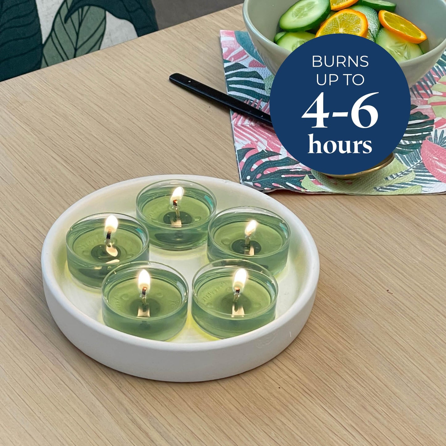 Partylite Set Of 12 Tea Lights Candles  Cucumber & Clementine Scent  Aromatherapy Scented Candles Gift Set  Up To 4 To 6 Hours Burn Time