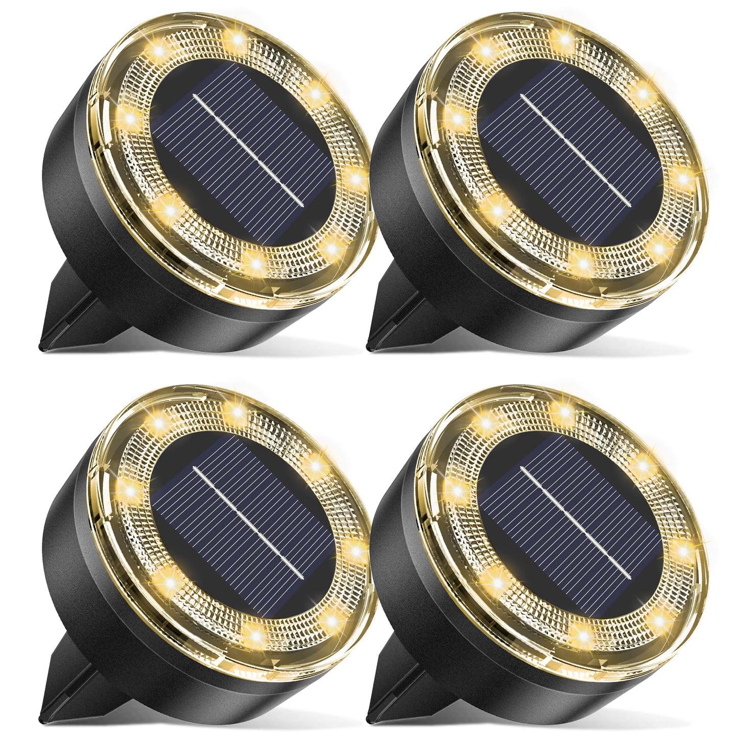 Vighep Mini Solar Ground Lights  4 Pack Solar Lights Outdoor Waterproof  Upgraded Led Flat Landscape Lighting For Outside Pathway Garden Patio Yard Driveway  Warm White